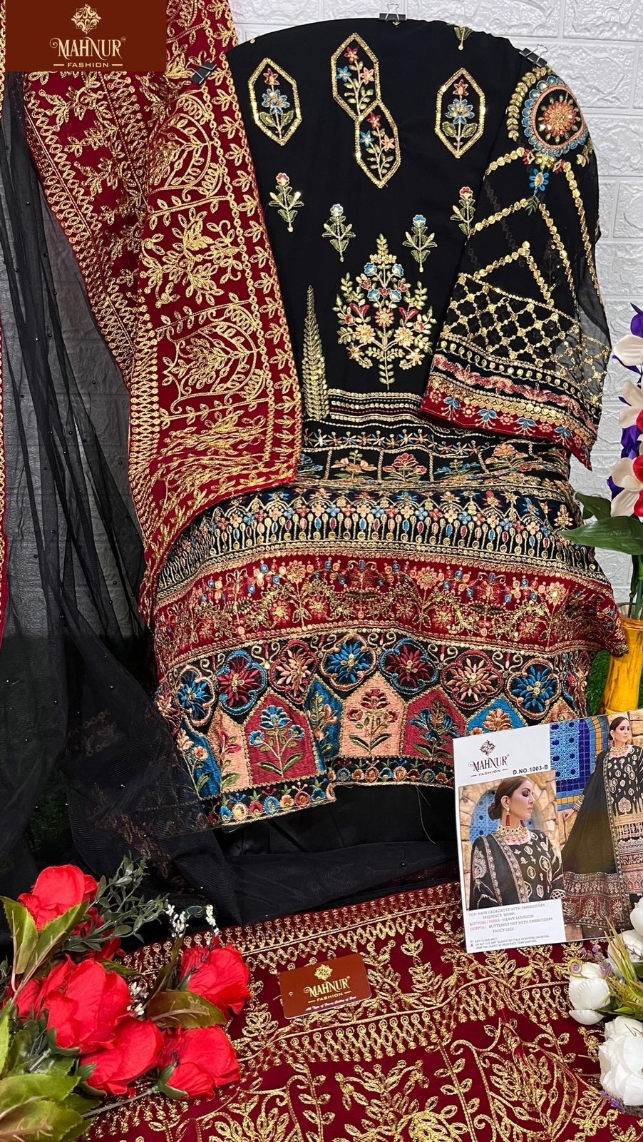 Mahnur 1003 B Festive Wear Heavy Embroidery Wholesale Georgette Suit
